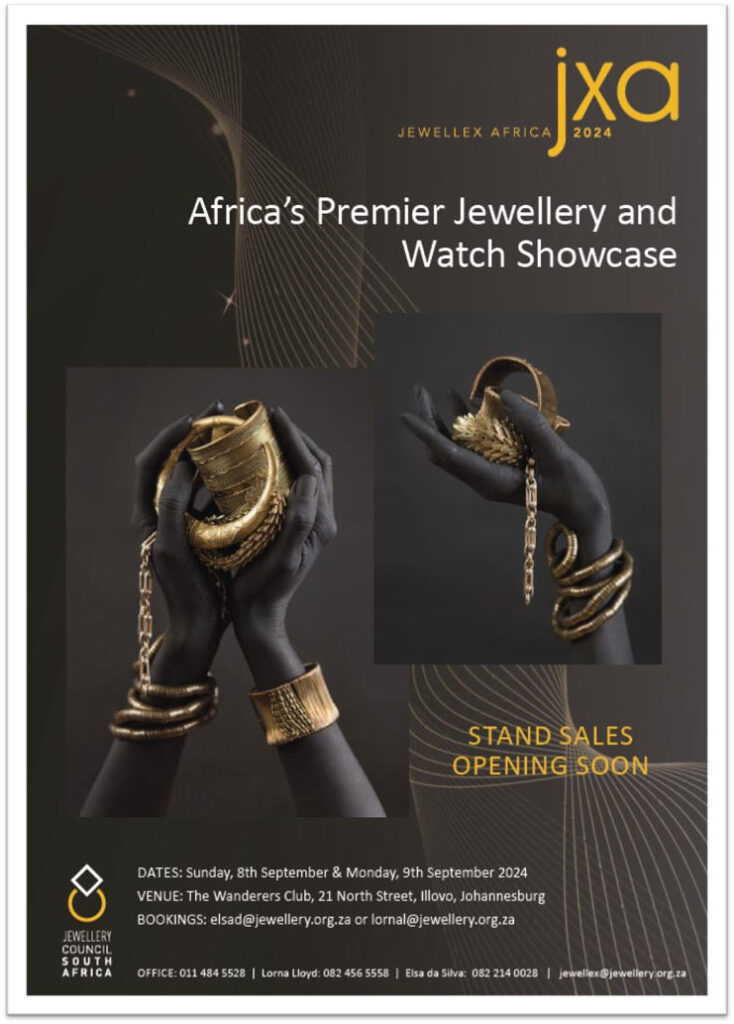 Jewellex Africa 2024: Prepare to Dazzle
The wait is over! Jewellex Africa, the premier jewellery and watch exhibition on the continent, is set to return in 2024, bringing together the best in brilliance and craftsmanship. Mark your calendars for September 8th and 9th as this glittering event transforms Johannesburg's The Wanderers Club into a dazzling showcase of timeless elegance.

A Legacy of Exquisite Gems

Organized by the Jewellery Council of South Africa, Jewellex Africa boasts a rich history of connecting industry professionals, buyers, and jewellery enthusiasts. This year's edition promises to be even more exceptional, offering a captivating experience for all.

A World of Scintillating Splendor

Immerse yourself in a world of sparkling gems, exquisite timepieces, and captivating design. Explore the diverse offerings of leading exhibitors, from established brands to emerging talents. Witness the latest trends in jewellery making, discover breathtaking masterpieces, and find the perfect piece to add a touch of luxury to your life.

Beyond the Sparkle: Education and Networking

Jewellex Africa goes beyond just showcasing stunning jewellery. The event offers a platform for knowledge sharing and industry connections. Attend insightful seminars led by renowned experts, gain valuable insights into the world of gems and jewellery, and network with industry professionals and fellow enthusiasts.

Unveiling the Brilliance of Africa

This year's Jewellex Africa holds special significance as it coincides with the prestigious Hong Kong International Jewellery Show. This collaboration presents a unique opportunity to experience the combined brilliance of African and international jewellery design under one roof.

Prepare to be Dazzled

Whether you're a seasoned collector, a budding jewellery aficionado, or simply seeking a touch of glamour, Jewellex Africa 2024 promises an unforgettable experience. Don't miss this opportunity to be captivated by the world of exquisite gems and connect with the vibrant jewellery community.

For further information and registration details, visit the official Jewellex Africa website.